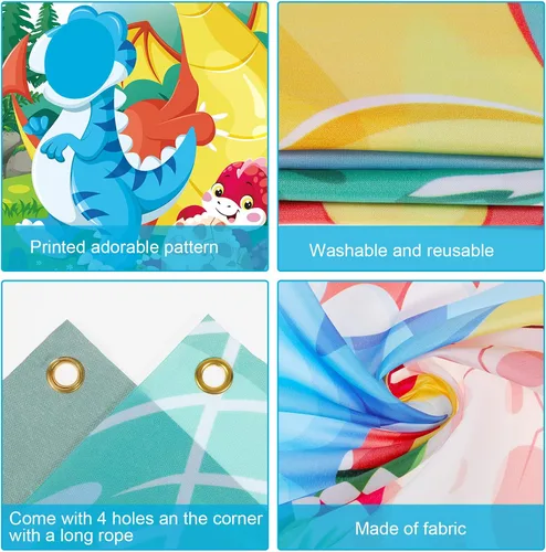 Vista 3 de DPKOW Accesorio para fotos de fiesta de dinosaurios para niños, divertido telón de fondo de cara en el agujero, pancarta de puerta de dinosaurio