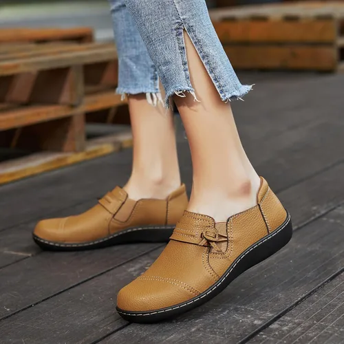 Vista 7 de LAZYPOP Mocasines de cuero clásicos y cómodos para mujer, bonitos zapatos de vestir informales, ligeros, para caminar, zapatos planos