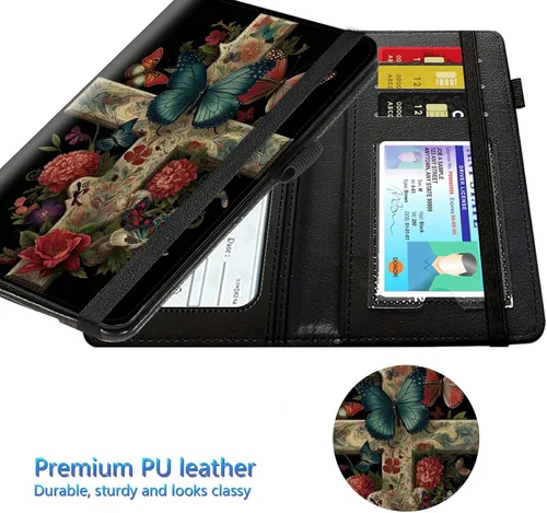 Vista 27 de Funda para chequera para hombres y mujeres, cartera de cuero RFID con ranuras para tarjetas de crédito, soporte de cheques duplicados personales