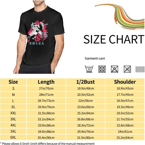 Vista 5 de Saint Anime Seiya - Camiseta de manga corta para hombre, diseño de arte impreso, cuello redondo, camisetas de algodón, color negro