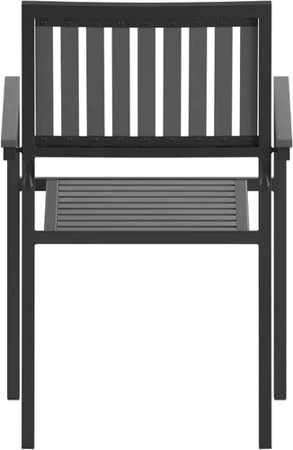 Vista 9 de Flash Furniture Harris - Juego de 2 sillas comerciales para interiores y exteriores, respaldo y asiento con listones de poliresina negra, marco