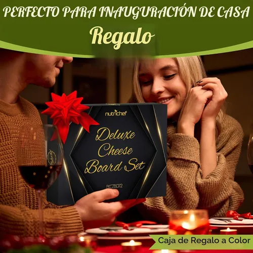 Vista 5 de NutriChef Set de tabla de queso de bambú natural con taza de condimentos extra grande de bonificación - Tamaño 100% orgánico para el hogar, plato