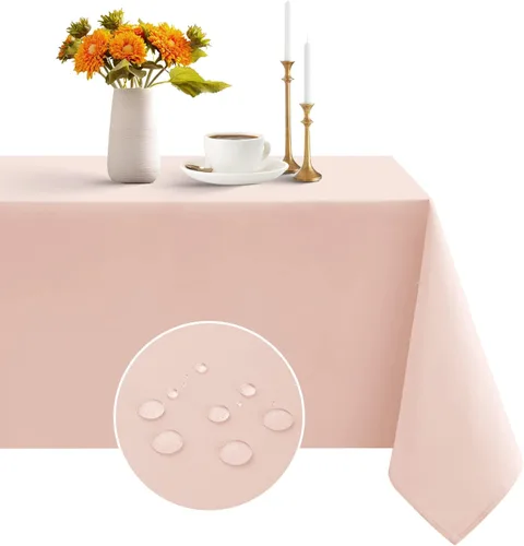 Vista 25 de Romanstile Mantel rectangular – Impermeable y resistente a las arrugas, mantel de poliéster lavable para cocina, comedor, fiesta, boda, uso en Beige