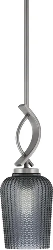 Vista 140 de Toltec Lighting Cavella Stem Colgado Mini colgante, acabado grafito, vidrio de muselina blanca de 4 pulgadas