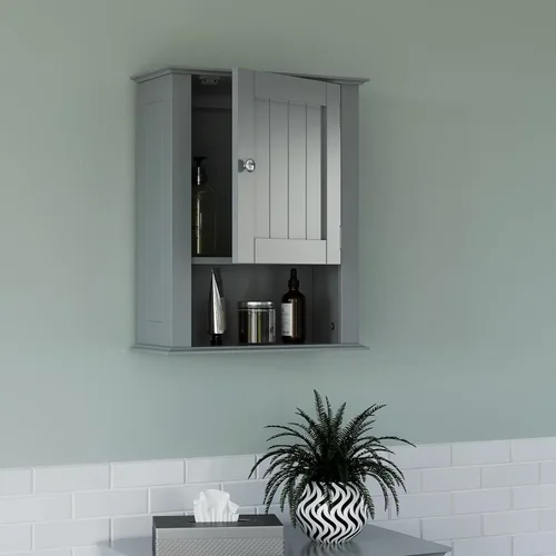 Vista 2 de RiverRidge Ashland pared de una sola puerta, gabinete gris, gris