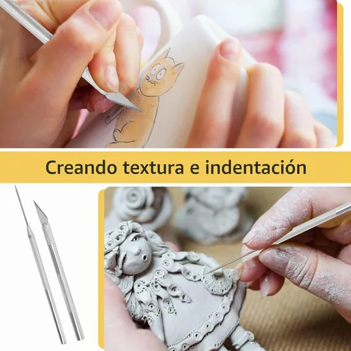 Vista 5 de 28 herramientas de corte de arcilla polimérica, rodillo acrílico, 14 kits de escultura, 7 cortadores de forma de círculo, 2 hojas acrílicas