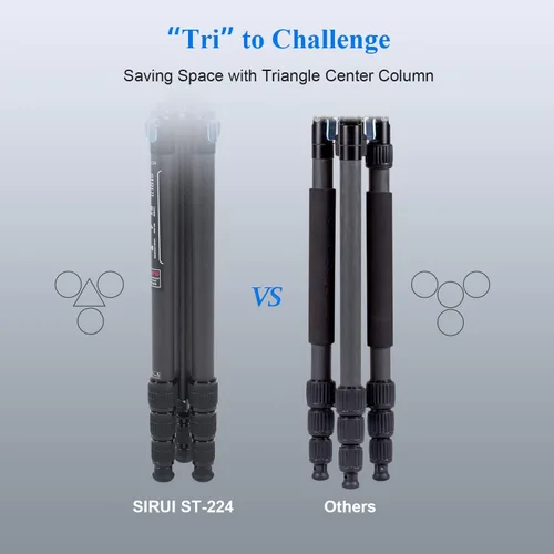 Vista 3 de SIRUI Trípode profesional de fibra de carbono resistente, trípode de cámara impermeable de 68.9 pulgadas con columna central triangular, tubo grande