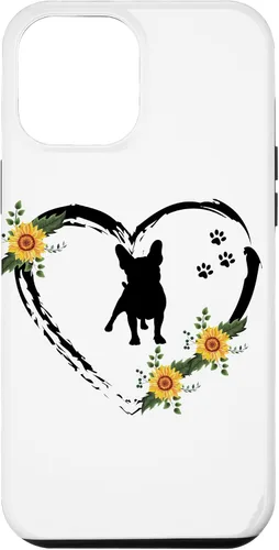 Vista 25 de iPhone 16 French Bulldog With Paw Prints And Sunflower Heart On White Case