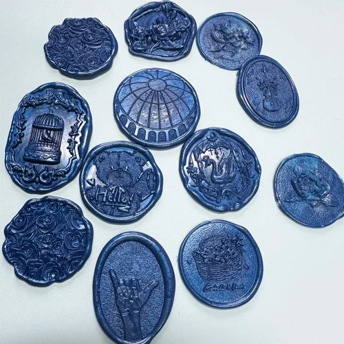 Vista 3 de 400 cuentas de sellado de cera azul para sello de cera (azul)