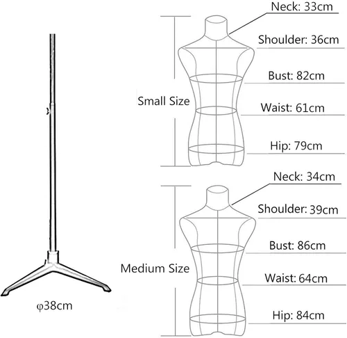 Vista 6 de Adjustable Mannequin Dress Form Torso with Head & Wooden Arm - Female Clothing Display with Tripod Stand - 3 Color Options for Fashion Retail & Black