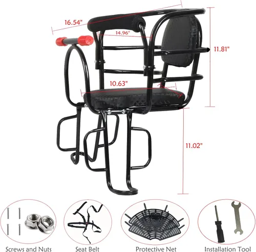 Vista 3 de Asiento Trasero para Niños de Bicicleta, Accesorio de Asiento de Bicicleta para Niños Montado en la Parte Posterior para Bicicleta de Adultos