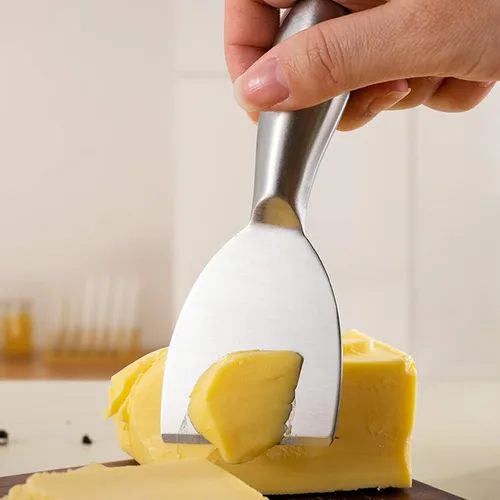 Vista 3 de VANRA Juego de 6 cuchillos de queso de acero inoxidable con esparcidor de mantequilla y tenedor para tablas de embutidos y platos de queso