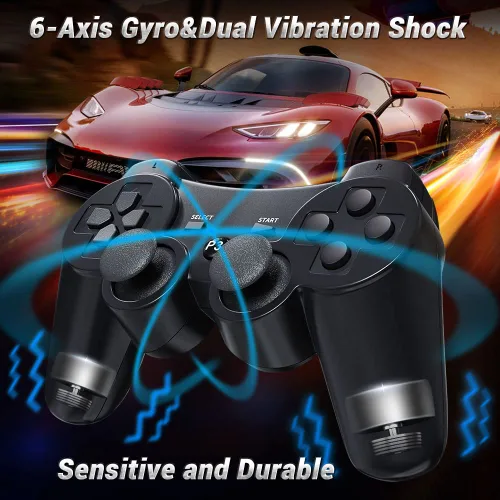 Vista 3 de OKHAHA Controller 2 Pack for PS3 Wireless Controller for Sony Playstation 3, Double Shock 3, Bluetooth, Rechargeable, Motion Sensor, Remote for PS3