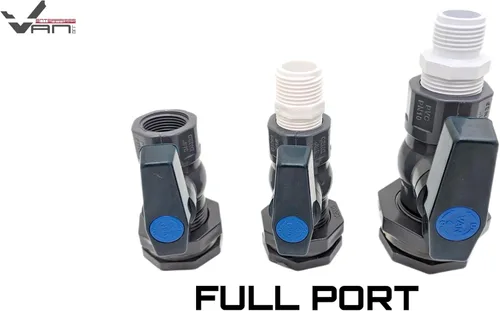 Vista 4 de Kit de espiga de válvula de bola de PVC de puerto completo de 1 pulgada con montaje de mamparo + adaptador de manguera..