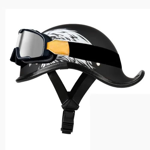 Vista 8 de Medio casco de motocicleta vintage, aprobado por el DOT, para adultos, casco convertible vintage para scooters, ciclomotores, cascos de motocicleta