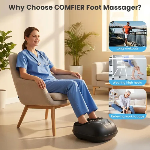 Vista 2 de COMFIER Elegible para HSA Masajeador de Pies Shiatsu con Calor, Masajeador de Pies FSA para Neuropatía Fascitis Plantar, Masajeador de Pies