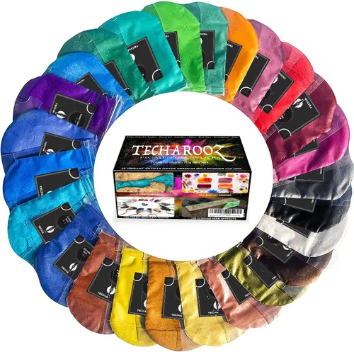 Vista 11 de Polvo de mica para piel, 25 colores x 0.35 onzas de pigmento en polvo para fabricación de jabón, color de resina epoxi, tinte de vela para cera