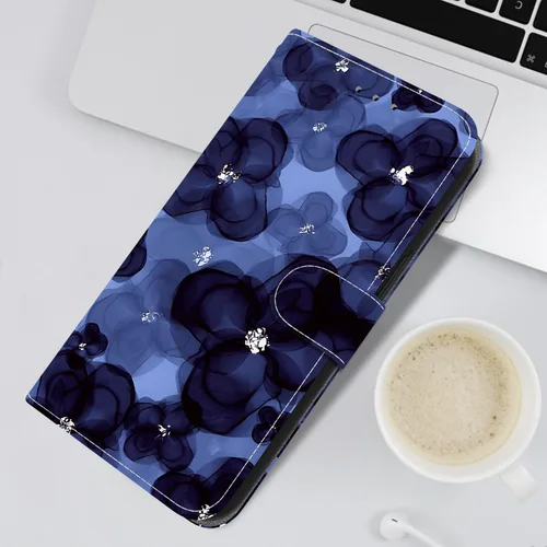 Vista 6 de Funda de cuero con tapa para Motorola Moto E7 Power Case con ranura para tarjeta de cuero con patrón de cristal pintado (SJ-31)