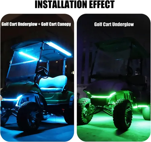 Vista 7 de Roykaw Tira de luz LED para carrito de golf, iluminación de neón para debajo de la carrocería, estándar de millones de colores, LED para EZGO/Club