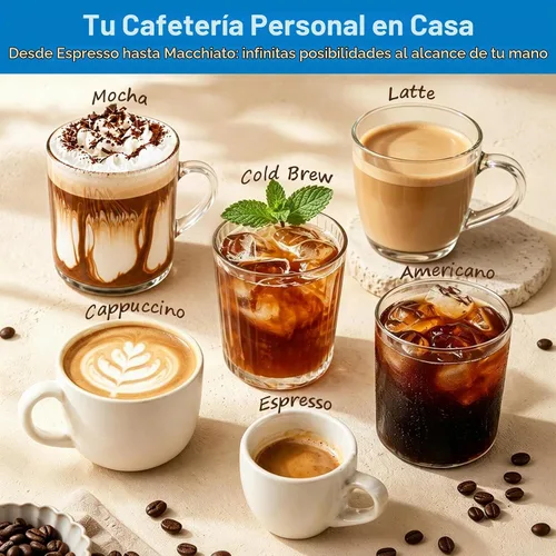 Vista 6 de XIXUBX Máquina de café expreso en frío con espumador de leche, gris Brushed Silver