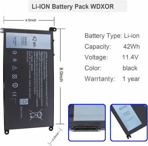 Vista 3 de WDX0R - Batería de repuesto para laptop Dell Inspiron 13 15 5000 7000 Series 5565 5570 7573 5379 5567 7378 5579 7560 7570 5568 7579 7375 5578 533