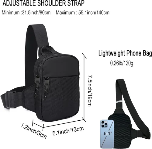 Vista 3 de Mini bolso bandolera para hombres y mujeres, bolso cruzado pequeño impermeable para teléfono, riñoneras, bolsa de bolsillo personal, mochila