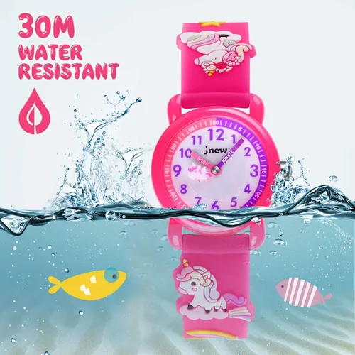 Vista 3 de Reloj de pulsera para niños de 3 a 10 años, diseño de unicornio de dibujos animados, impermeable, de silicona, para niños pequeños, el mejor regalo