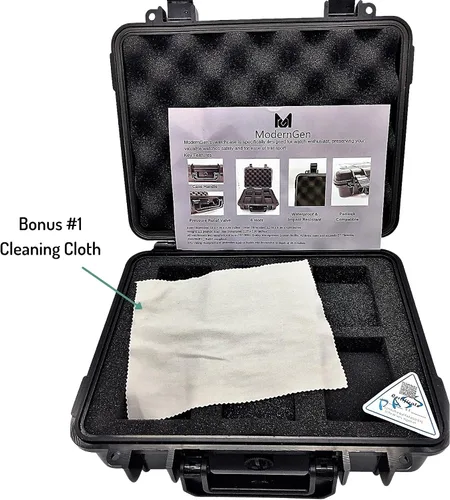 Vista 5 de ModernGen Caja de viaje precortada para reloj de 6 ranuras, resistente a los impactos, resistente al agua
