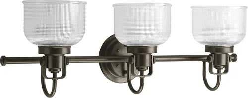 Vista 23 de Progress Lighting P2989-15 Colección Archie Tocador de Baño Costero de Cristal Transparente Prismático Doble, 1 Luz, Cromo Pulido