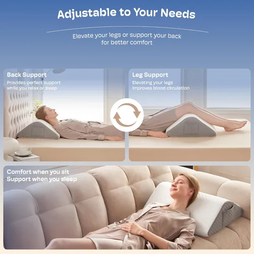 Vista 4 de Simpledad Almohada de cuña triangular, almohada de cuña para reflujo ácido, alivio del dolor de espalda, parte superior de espuma viscoelástica