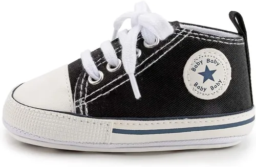 Vista 5 de KIDSUN zapatos deportivos altos hasta el tobillo para bebés, niños y niñas con suela antideslizante, suaves, para recién nacidos, zapatos