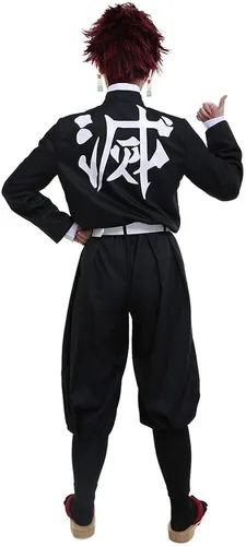 Vista 3 de miccostumes Disfraz de cuerpo de pilar negro para hombre uniforme negro