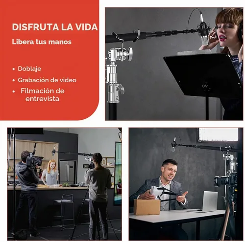 Vista 5 de Soporte de poste de micrófono de metal para soportes en C y soportes de micrófono, soporte de cuna mate antideslizante para micrófono