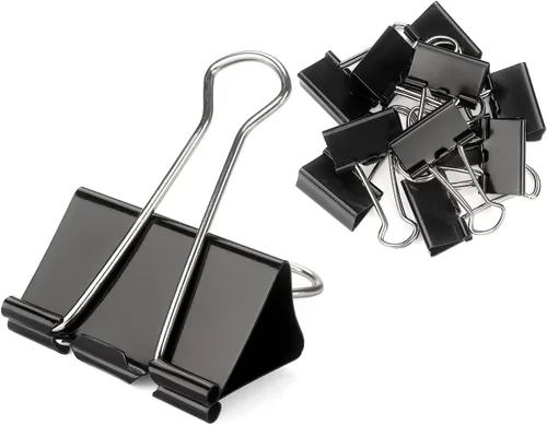 Vista 8 de ZZTX - Paquete de 36 clips para carpeta de 0.7 pulgadas, color negro Clips de abrazaderas de papel, acero duradero, resistente al óxido, resorte