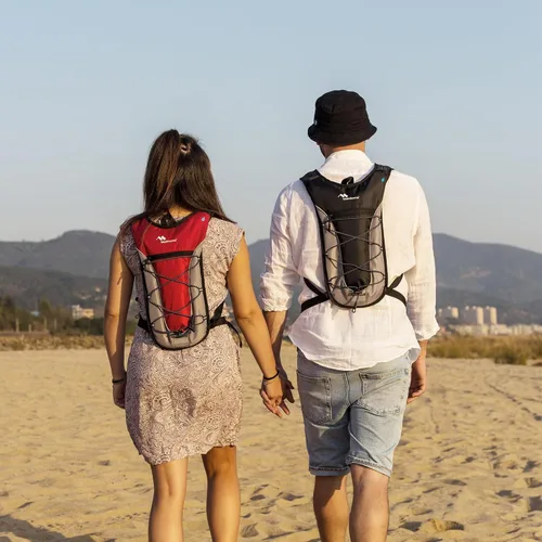 Vista 8 de Mochila de hidratación y vejiga de hidratación de agua a prueba de fugas de 2 litros, mochila ligera para correr y paquete de hidratación, correr