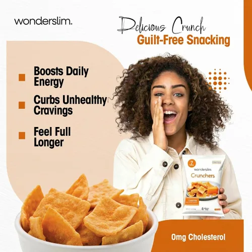 Vista 4 de WonderSlim Chips de galletas de proteína, cheddar, 0.35 oz de proteína, 0.11 oz de grasa, sin gluten (7 unidades)