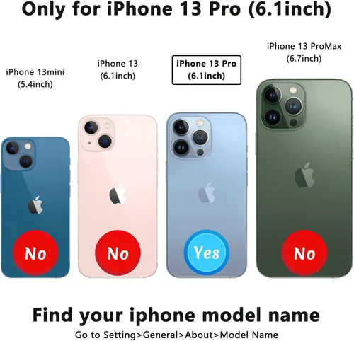 Vista 2 de Funda de piel con tapa para tarjetas compatible con iPhone 13 Pro de 6.1 pulgadas, para mujeres y niñas con tarjetero con función atril, doble