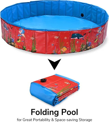 Vista 2 de Yescom - Piscina plegable para perros, piscina dura para niños, bañera refrescante para mascotas