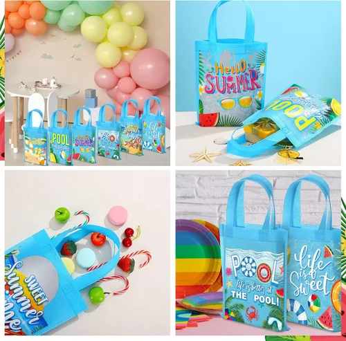 Vista 5 de 24 bolsas de regalo de fiesta de piscina de verano, bolsas de regalo de pelota de playa, bolsas de golosinas, suministros de decoración de fiesta