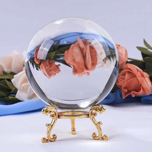 Vista 5 de 6CM 1PC K9 Rare Natural Bolas De Cristal De Cuarzo Cura Bola Esfera Mágica de Vidro Boa Sorte Feng Shui Presente Globo para Decoración de Con base
