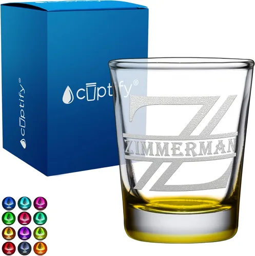 Vista 41 de Cuptify Inicial de cristal con monograma y nombre de 2 onzas, parte inferior negra grabada con texto personalizado para regalos, bodas, cumpleaños