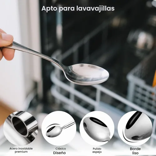 Vista 3 de HANSGO Cucharas de acero inoxidable, 6 cucharas de cena, cubiertos de 6.7 pulgadas