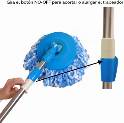 Vista 3 de Mango de repuesto de trapeador giratorio giratorio de 360 grados, mango de repuesto telescópico para herramientas de limpieza, versión gruesa