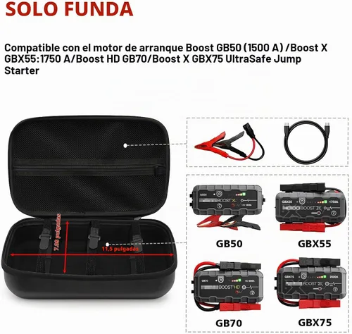 Vista 2 de Funda de protección EVA compatible con NOCO Jump Starters Boost GB50: 1500A/Boost X GBX55: 1750A/Boost HD GB70/Boost X GBX75UltraSafe, caja