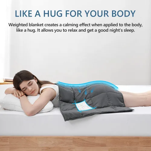 Vista 2 de L'AGRATY Manta con peso de 5 libras, para regazo, manta pequeña y portátil para adultos, refrescante, para viajar, relajarse y dormir, para todas