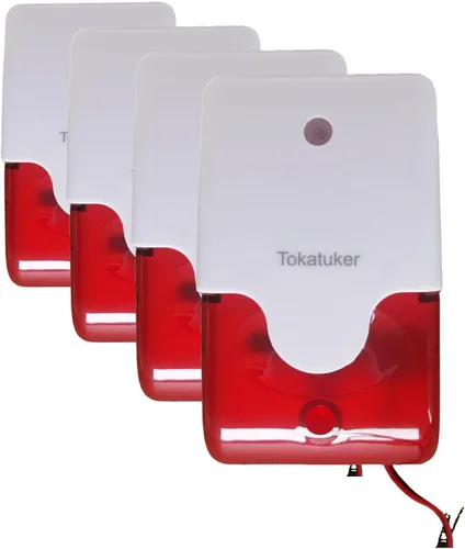 Vista 6 de DC9 a 12 V Sirena estroboscópica con cable de luz roja sonido flash zumbador sirena seguridad para el hogar sistema de alarma eléctrica sirena