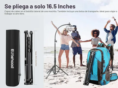 Vista 7 de Elitehood Soporte de trípode flexible de 81 pulgadas de alto para iPhone con cuello de cisne ajustable de 17 pulgadas con control remoto, compatible