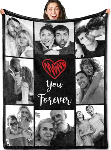 Vista 14 de Yofair - Manta personalizada con imagen y texto "I Love You" para aniversario, regalos, boda, mujeres, hombres, pareja, novio, novia, esposa y esposo