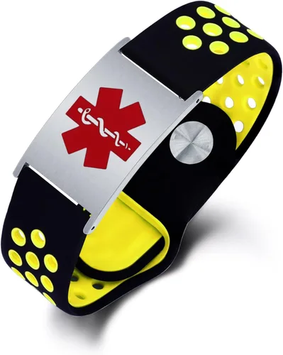 Vista 12 de Pulsera de alerta médica personalizada para mujeres y hombres, pulseras de identificación médica deportiva de silicona con grabado gratuito, pulsera