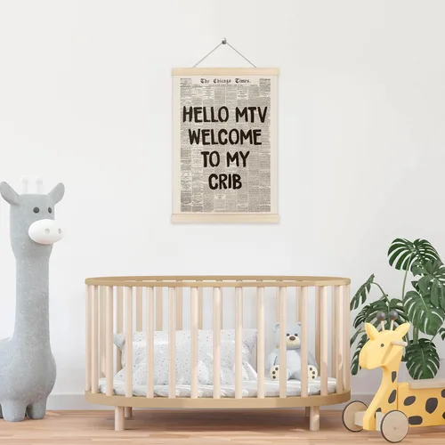 Vista 4 de Koesus Hello MTV - Marco decorativo para pared de periódico Welcome to My Cun, 12 x 16 pulgadas, lienzo estético retro de los años 70 en blanco